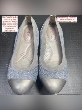 Me Too Blue glitter & silver slip on flats 5.5M Comfy GORGEOUS HOLIDAY SLIP ONS